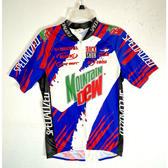 Mountain Dew Cycling Mens L Jersey Specialized Half Zip Bicycle 3-Pockets Vtg - Picture 1 of 8